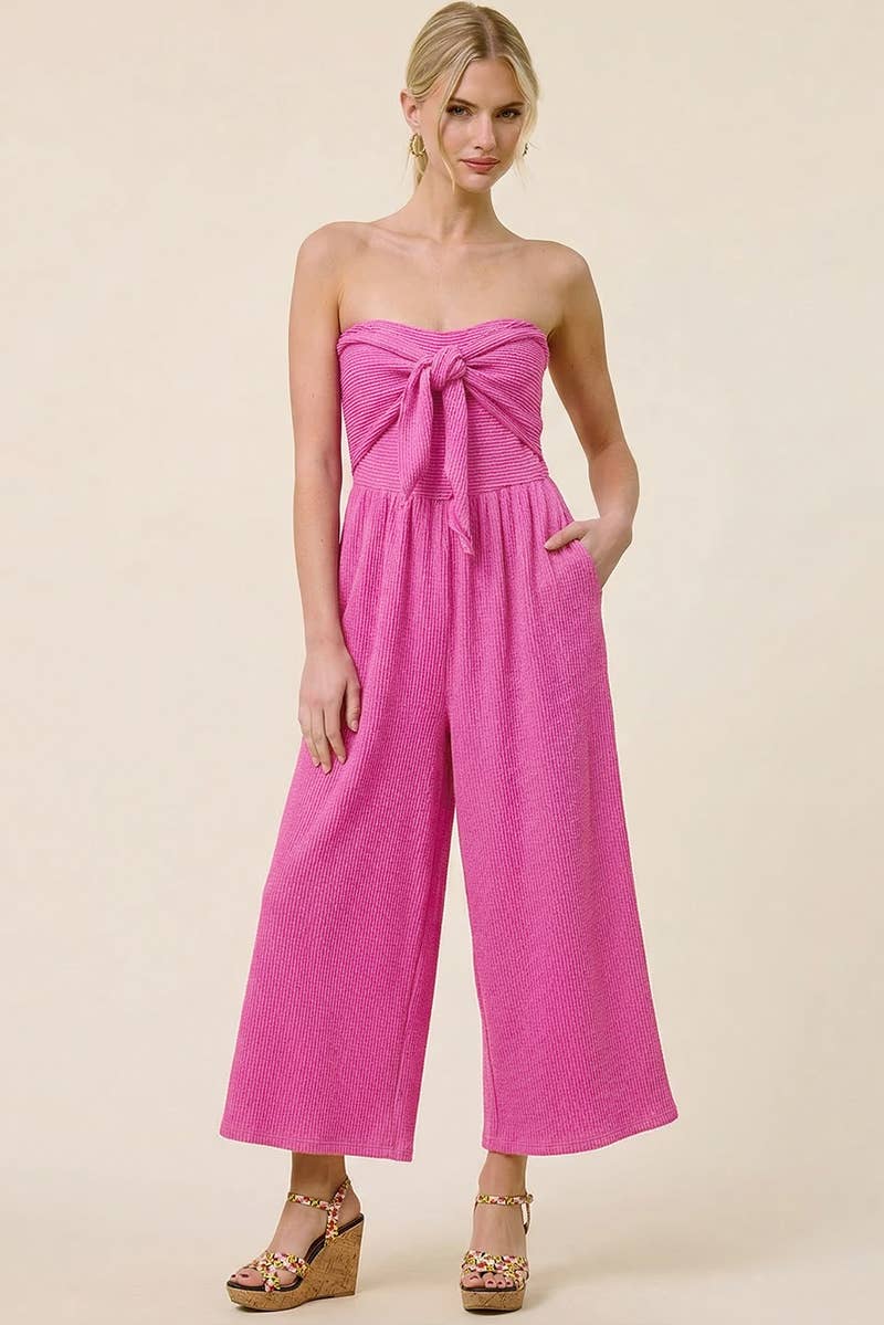 Coastal Tie-Front Strapless Jumpsuit