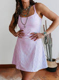 Summer Gingham Plaid Double Layered Cami Mini Dress 3pcs Set