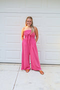Coastal Tie-Front Strapless Jumpsuit