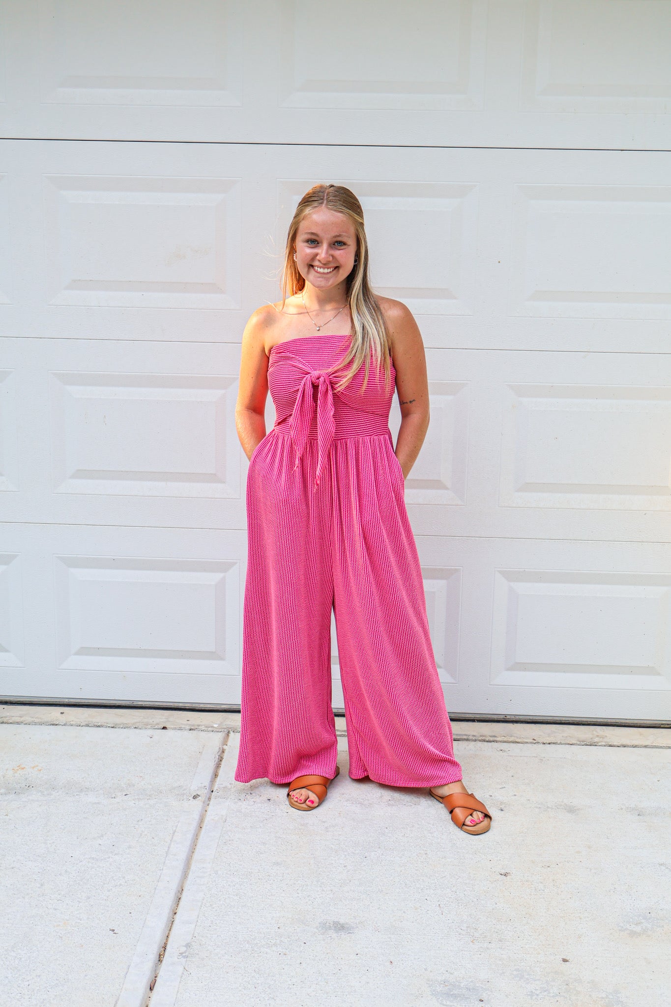 Coastal Tie-Front Strapless Jumpsuit