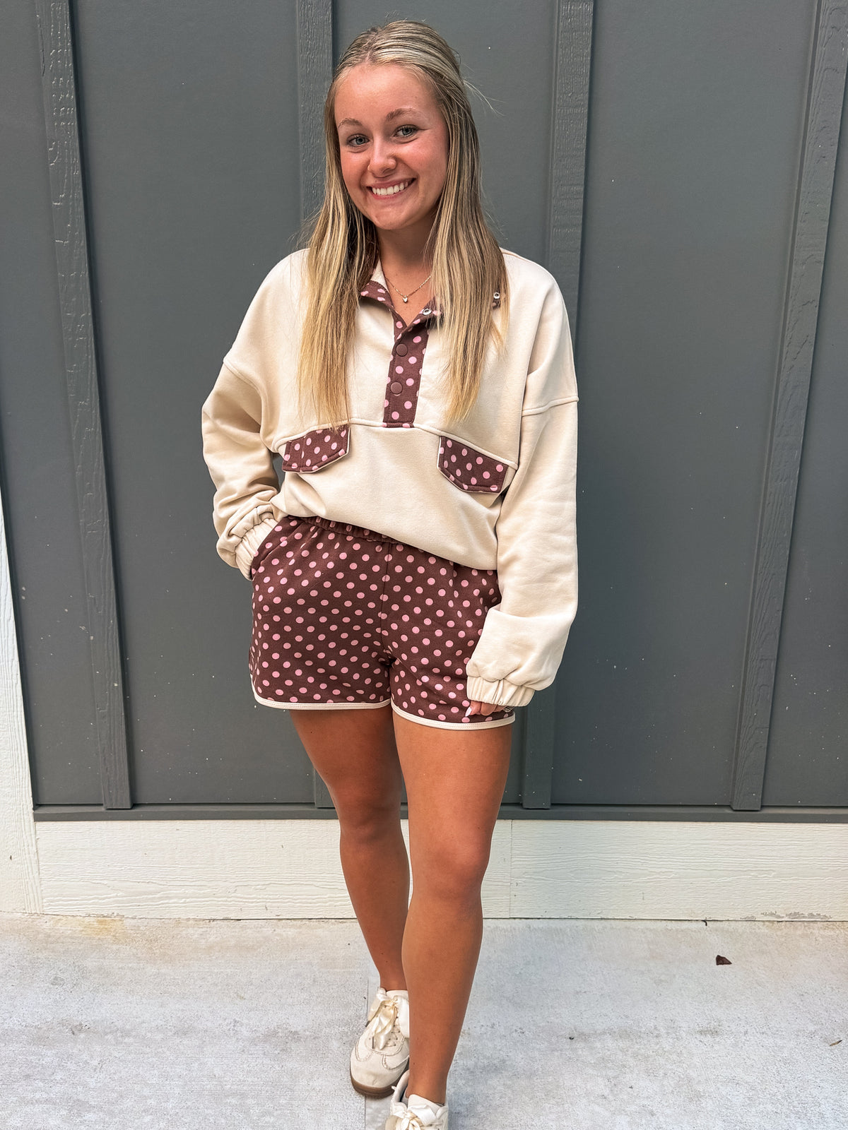 Polka Dot Colorblock Shorts Set