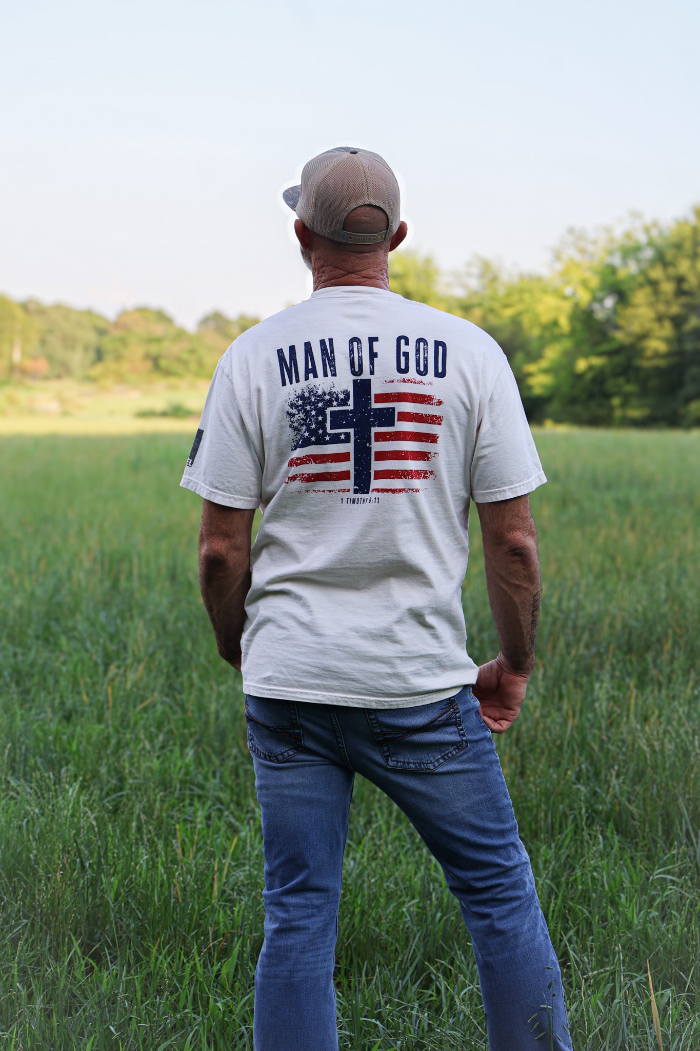 Man Of God USA Flag Graphic Tee