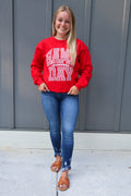 Red Gingham Game Day Graphic Sweatshirt