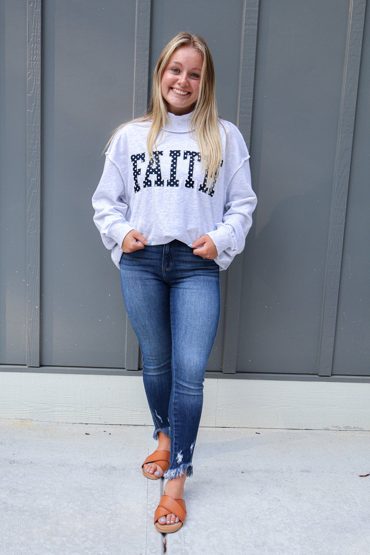 Faith Polka Dot Mock Neck Sweatshirt