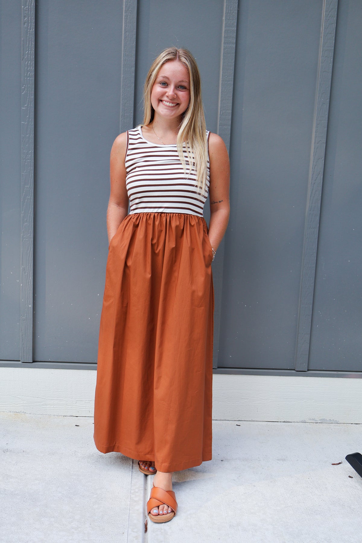 Mix Patchwork Contrast Striped Patchwork Maxi Dress